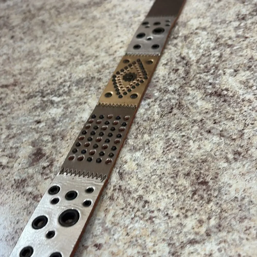 Fossil M gold and silver patchwork Leather Belt